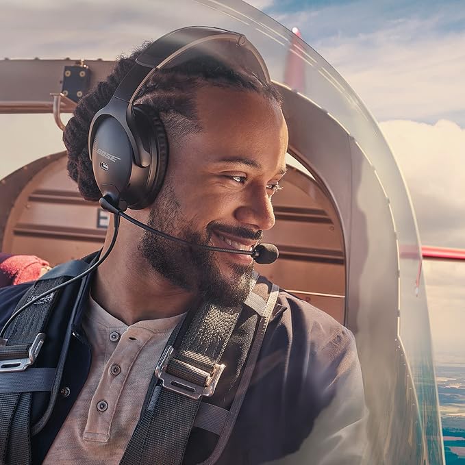 Bose A30 Bluetooth Aviation Headset - Lightweight Comfortable Design, Adjustable ANR and Noise Cancelling Microphone, [LEMO (6 pin)] – Black