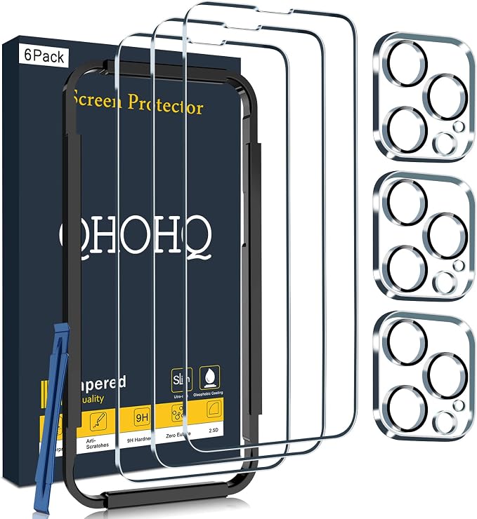 QHOHQ 3 Pack Screen Protector for iPhone 14 Pro 6.1 Inch