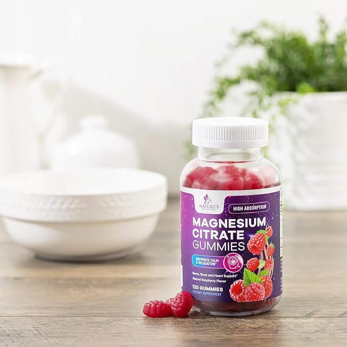 Magnesium Gummies Supplement - High Absorption Magnesium Citrate Supplement for Adults & Kids - Nature's Calm Magnesio Gummy Dietary Supplements for Bone, Muscle Health, Heart Support - 120 Gummies