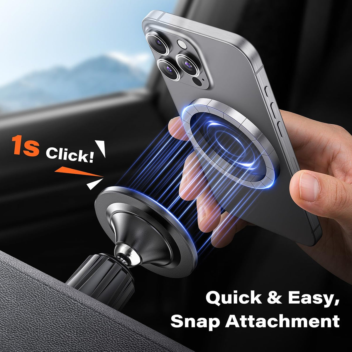 A2C One-Piece Metal Hook Car Vent Mount for MagSafe