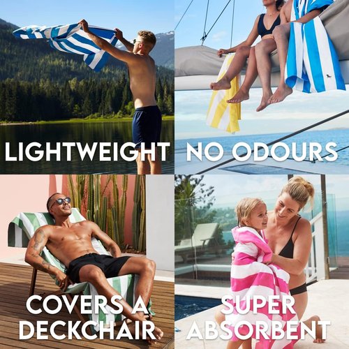 Dock & Bay Beach Towel - Quick Dry & Sand Free | Compact & Lightweight - 100% Recycled - Large Cayman Khaki