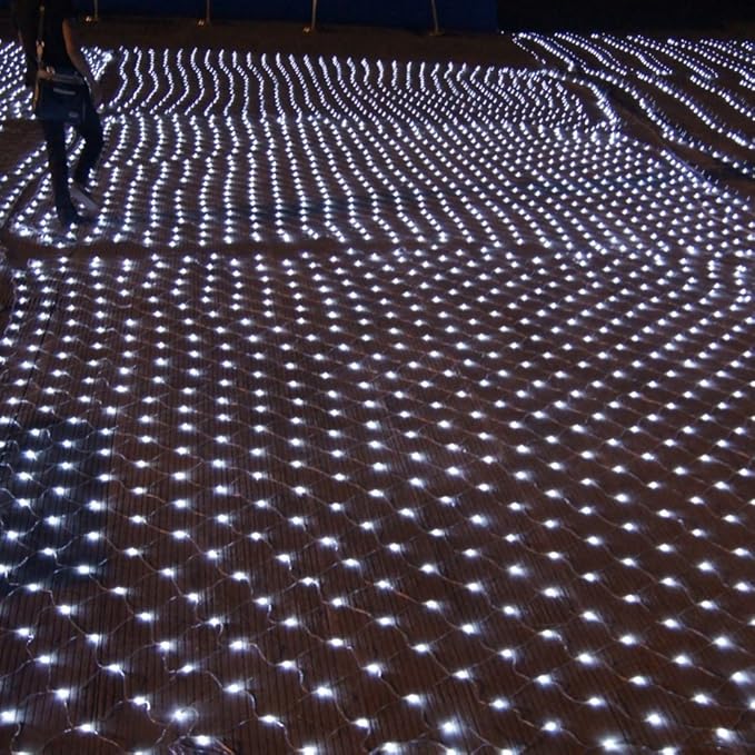 LED Net Mesh Fairy String Decorative Lights 204 LEDs 9.84 Ft x 6.56 Ft Warm White Outdoor Tree-wrap Light 8 Modes Low Voltage for Christmas Wedding Garden Decorations