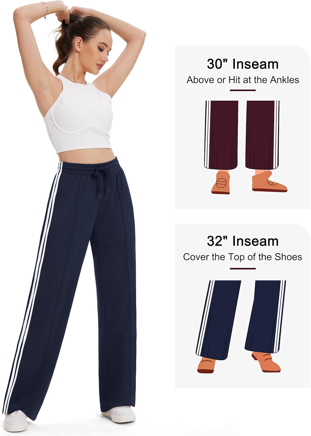 Tapata Women's Track Pants - Loose Straight Leg Athletic Jogging Sweatpants | Warm-Up Comfort, Multiple Inseams