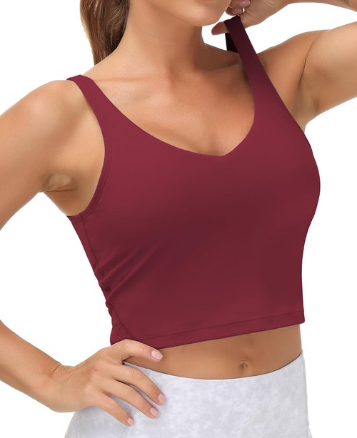 Gym People Women's Longline Sports Bra - Wirefree & Padded for Medium Support