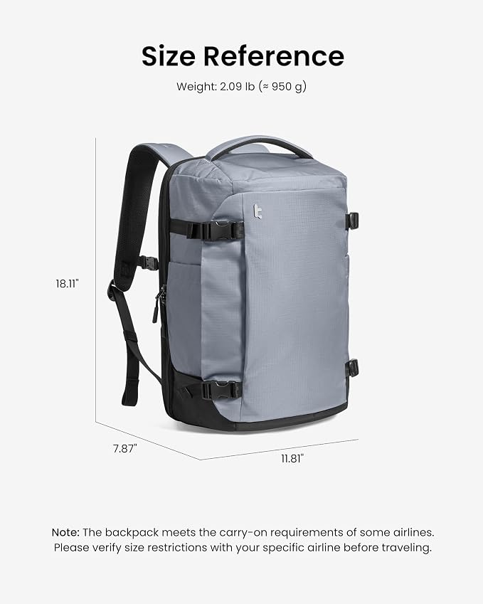 tomtoc Travel Backpack 28L, TSA Friendly Flight Approved Carry-on Luggage