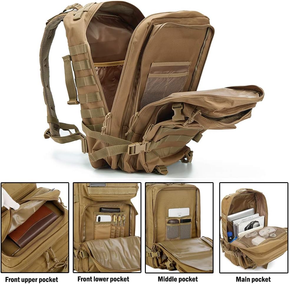 QT&QY Military Tactical Backpack - 45L Molle Army Assault Pack for Hiking & Trekking | Durable Rucksack