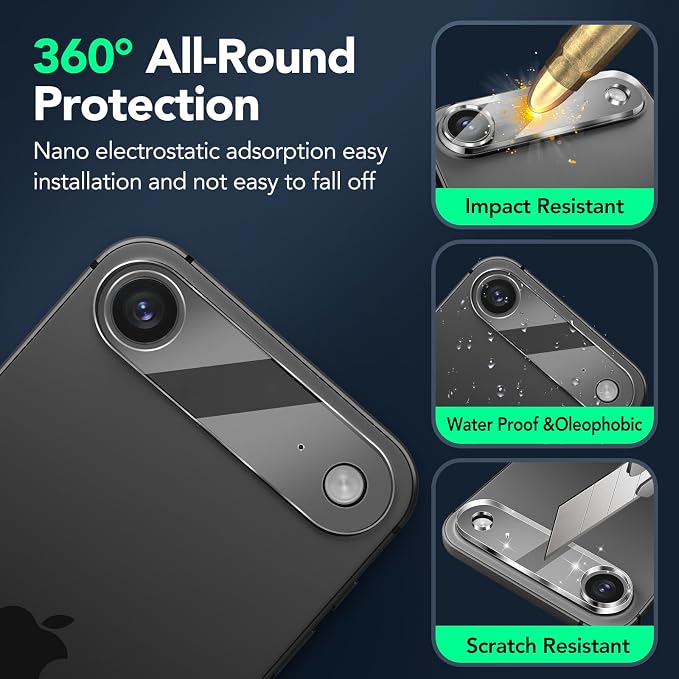 3PCS Rear Back Camera Lens Protector Tempered Glass
