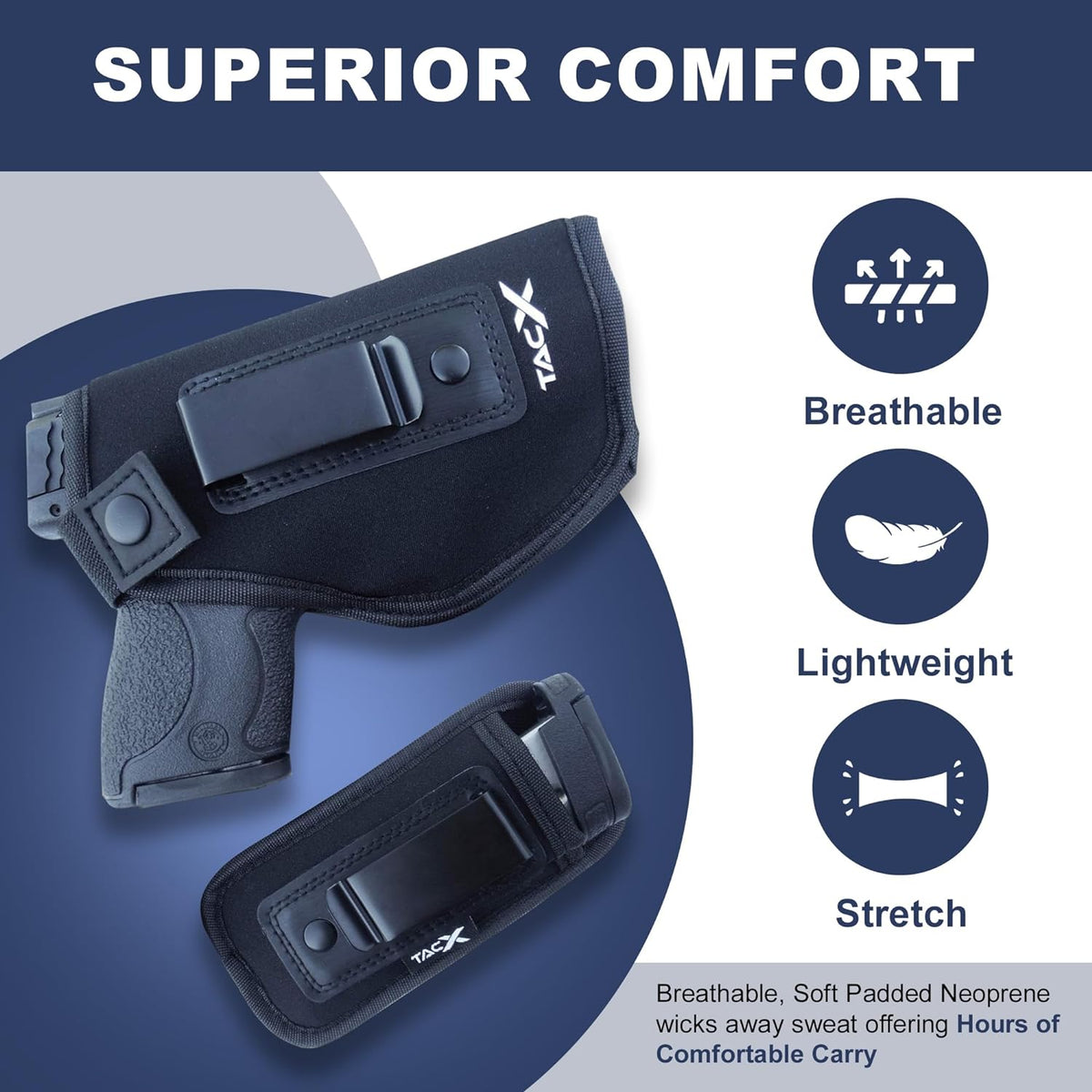 Universal IWB Holster - Concealed Carry Neoprene Bundle | Flexible & Breathable for S&W M&P Shield 9/40, 1911, XDS, Taurus, Glock