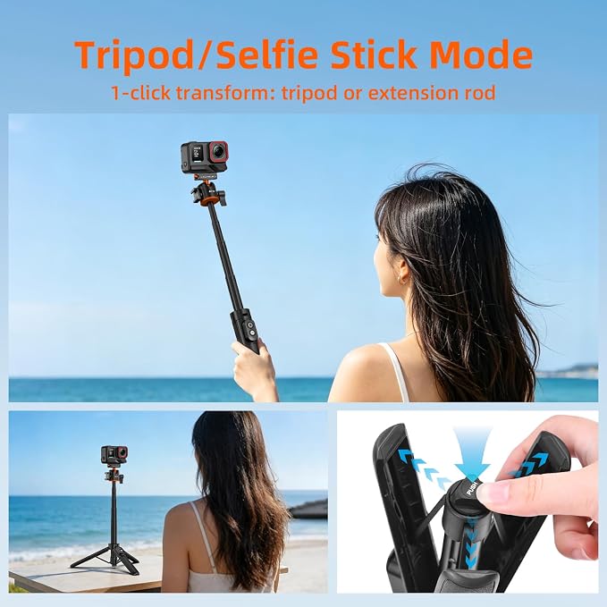Tripod for Insta360 X5 ACE Pro 2, 21” Selfie Stick Quick Release Extension Rod