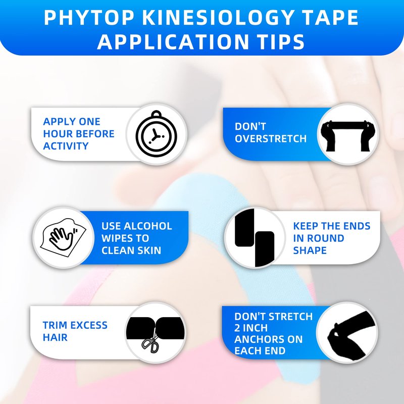 PHYTOP Kinesiology Tape Precut Strips - 4 Rolls Beige (2"x16.4ft) - Waterproof K Sports Tape for Muscle Support, Easy Application, Breathable & Latex Free