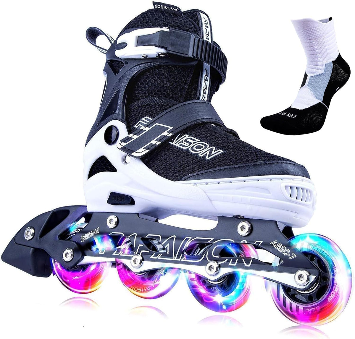 PAPAISON Adjustable Inline Skates - Light Up Wheels for Kids & Adults | Outdoor Roller Skates