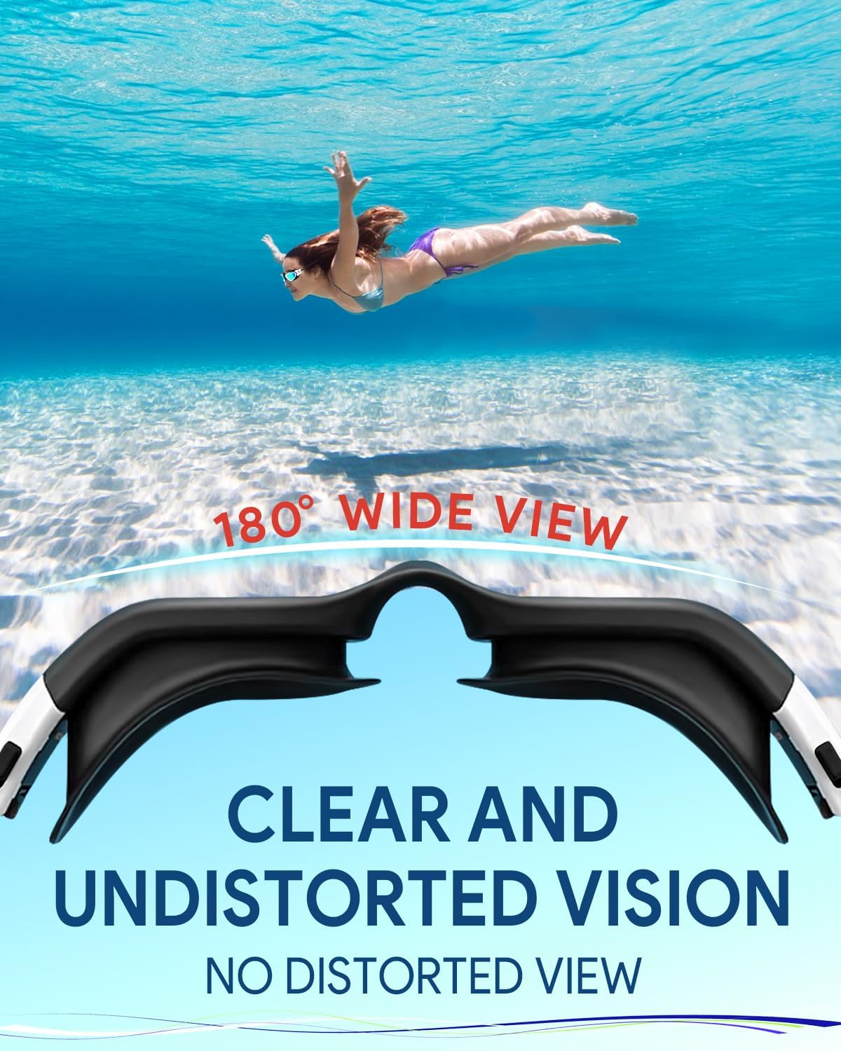 Polarized Swim Goggles by [Brand Name] - Anti-Fog, No Hair Pulling Bungee Strap for Adults