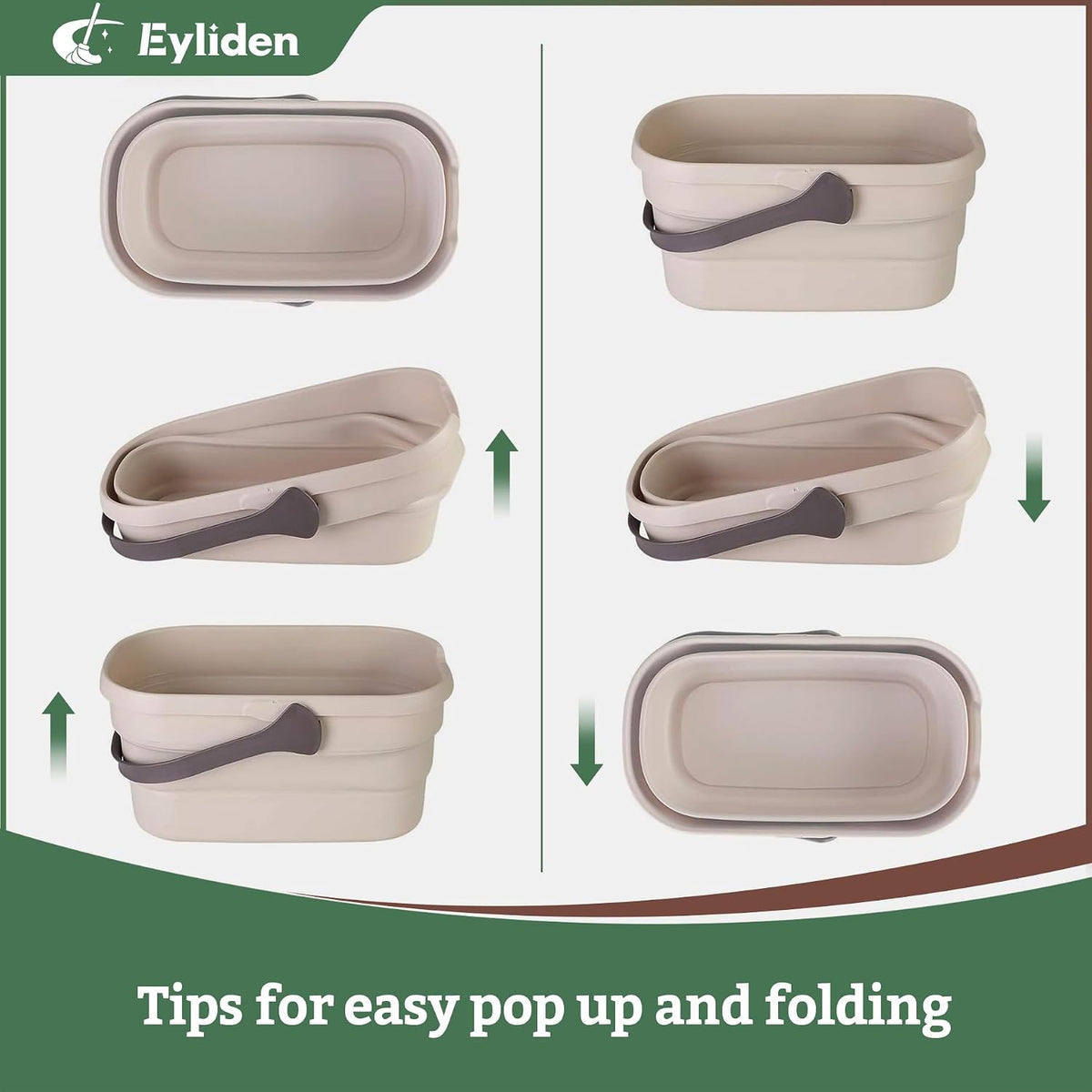 Eyliden Collapsible Bucket, for Cleaning Mop, Camping, Tailgating, 10L | Space-Saving Bucket for Camping, Fishing, Picnics, Outdoor Adventures, Cleaning Bucket for Home, Laundry, Car Cleaning
