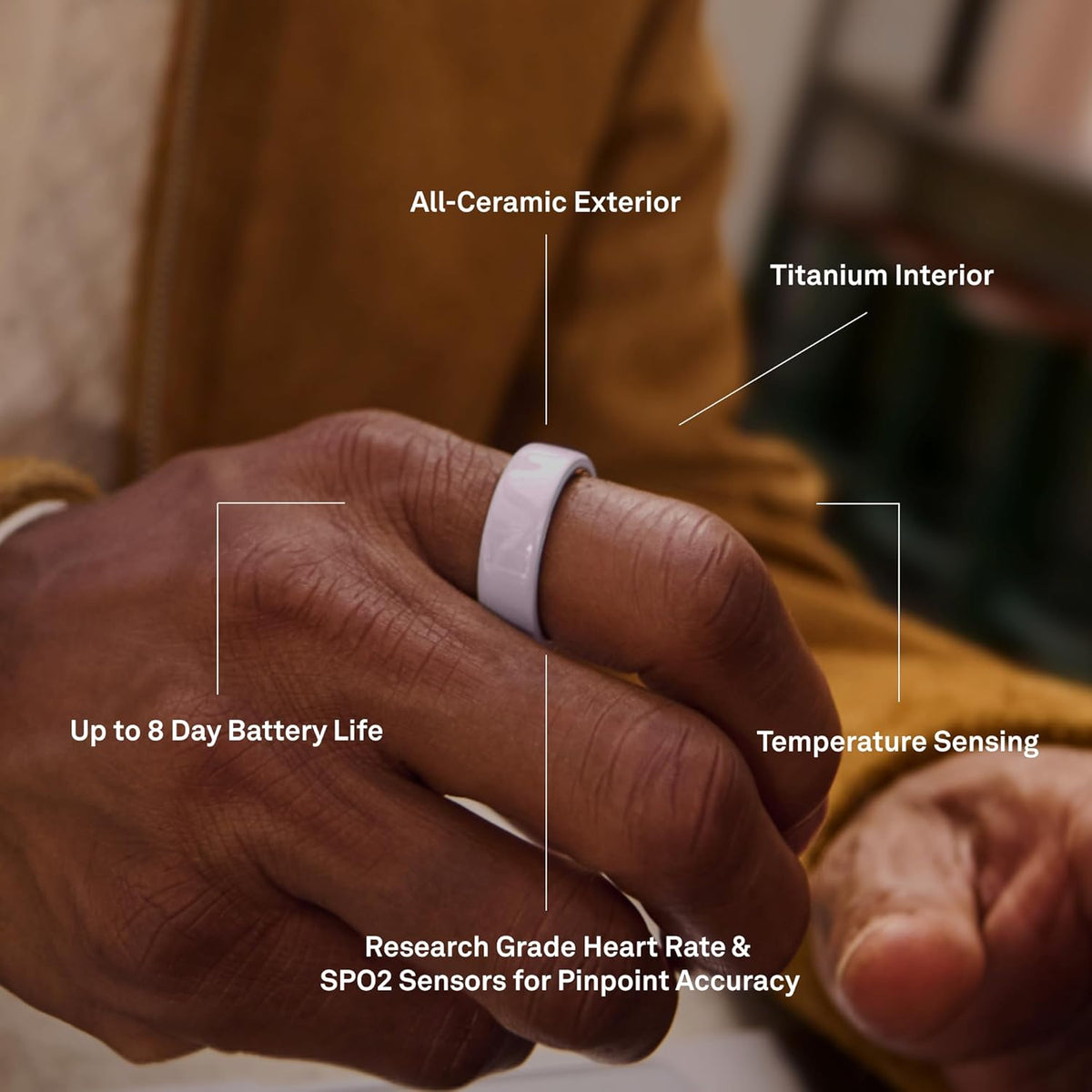Oura Ring 4 - Ceramic Petal - Size 7 - Advanced Sleep & Activity Tracker | AI Health Advisor, 8-Day Battery Life