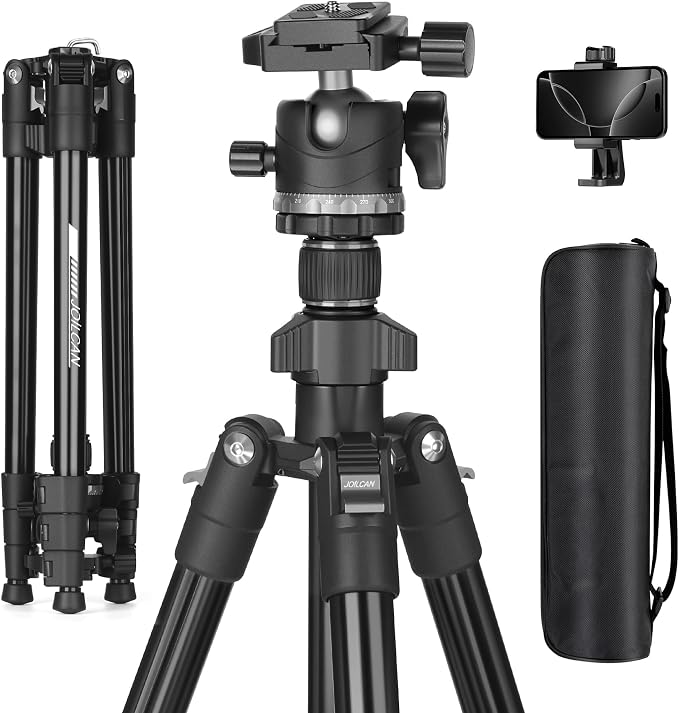 JOILCAN 66" Camera Tripod, Lightweight Travel Tripod