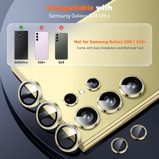 Hoerrye for Samsung Galaxy S24 Ultra Camera Lens Protector, Case-Friendly