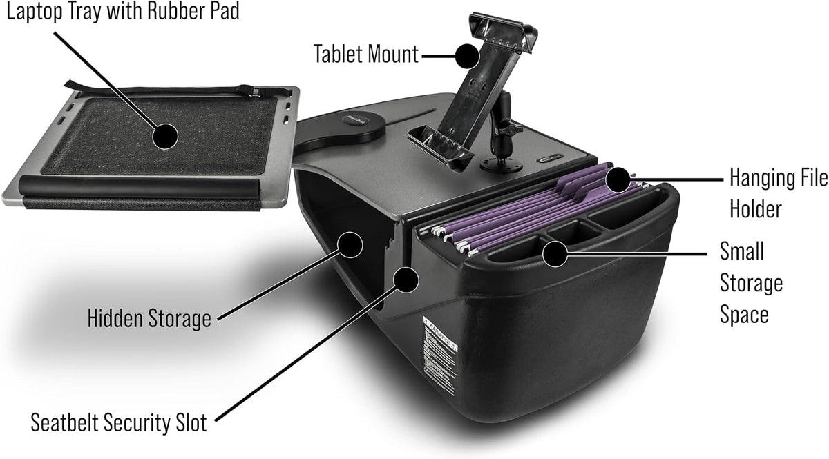 AutoExec Reach Car Desk for Your Vehicle Workstation and Mobile Office, Front Seat, with Tablet Mount