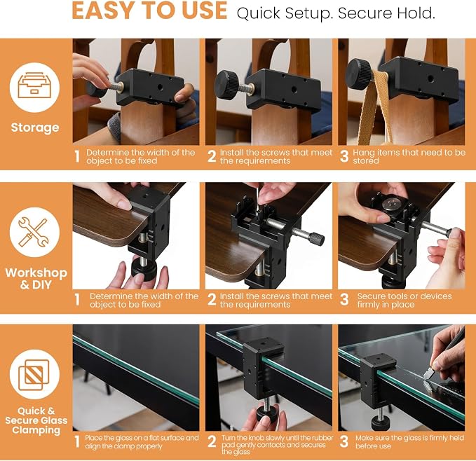Heavy Duty C Clamp & Desk Clamp, Aluminum Alloy Table Mount