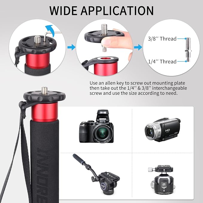 66.9in/170cm Camera Monopod INNOREL VM80A Aluminum Alloy Portable Compact