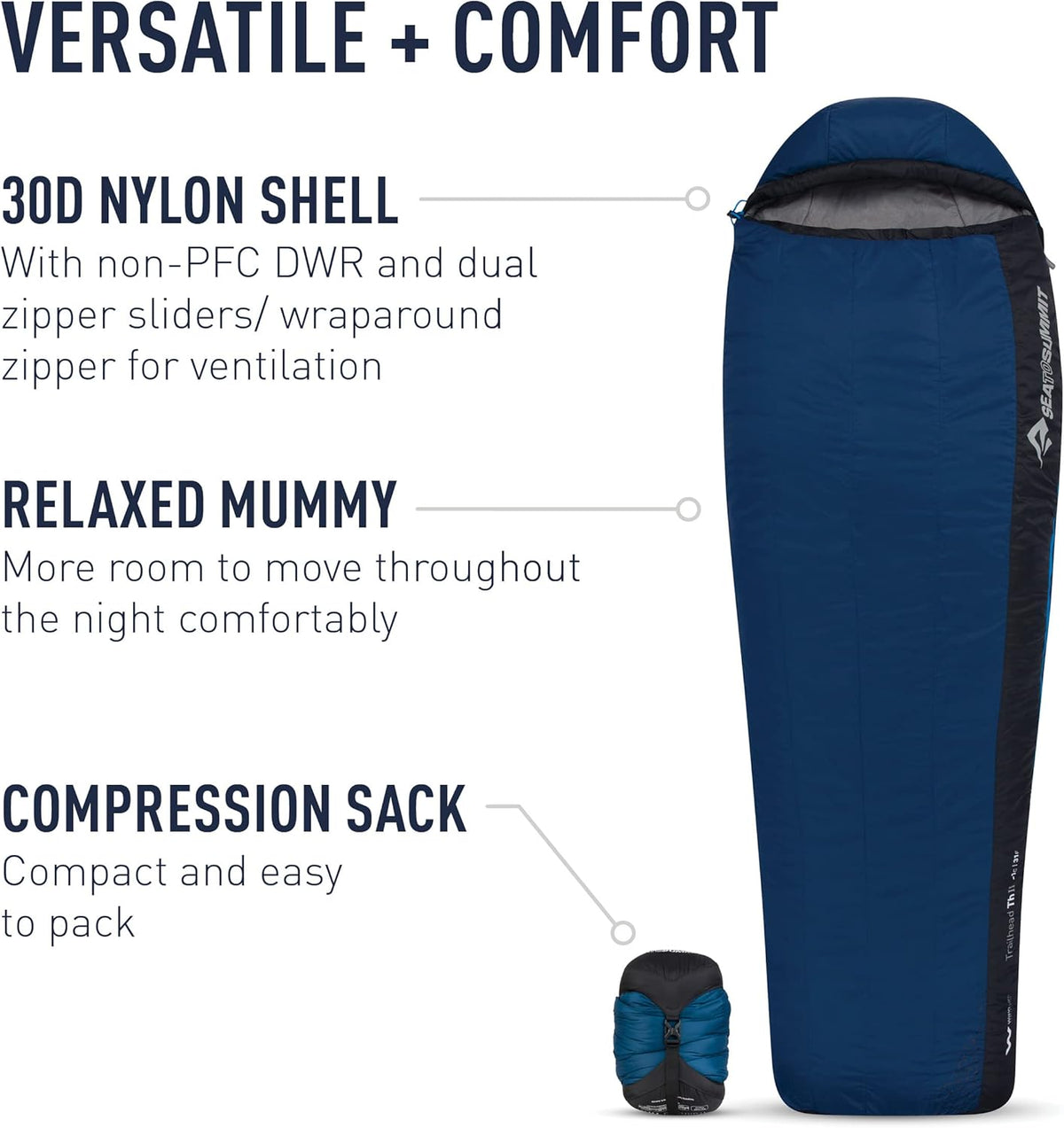 Sea to Summit Trailhead Sleeping Bag - 20-Degree Synthetic | Regular Size for Ultimate Comfort