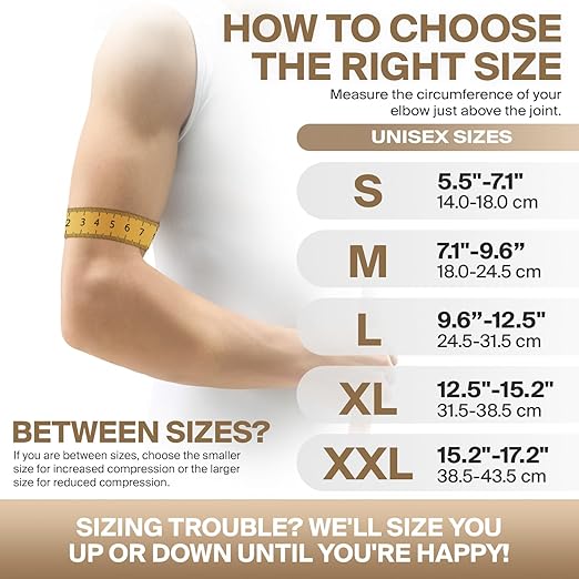 DR. BRACE® Elite Elbow Brace Support, Breathable Elbow Compression Sleeve with Gel Pad for Golfer's, Tennis Elbow & Tendonitis Treatment & Pain Relief 2024 (Nude (Beige), X-Large)