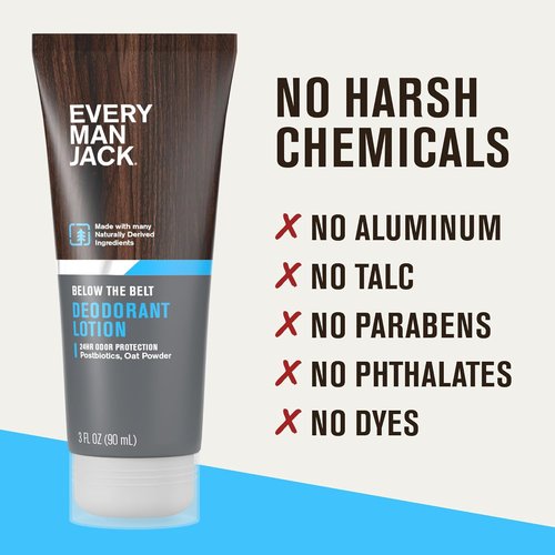 Every Man Jack Ball Deodorant Lotion - Aluminum-Free Odor & Wetness Protection - Unscented - 3 Fl Oz