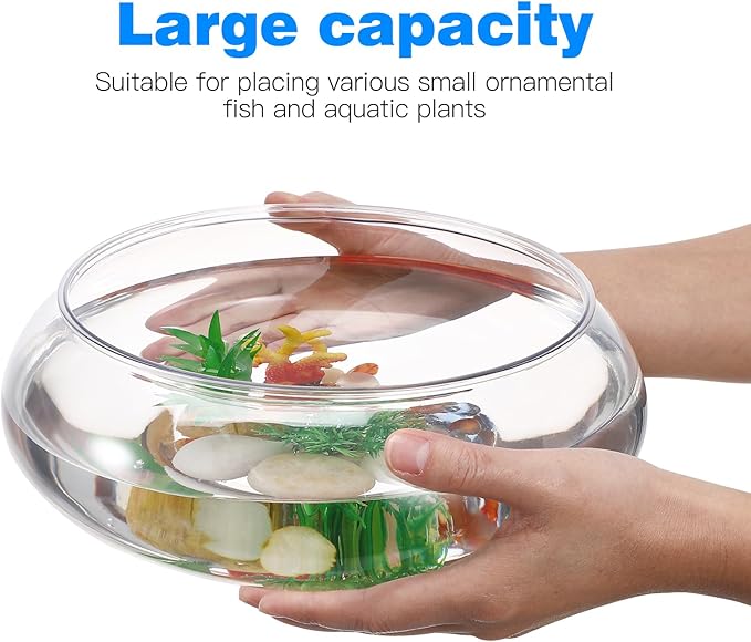 BESPORTBLE Clear Fish Bowl Vase: Bubble Bowl Round Shallow Planter Terrarium Aquatic Plant Pot, Hydroponic Planter Fish Tank Aquarium for Wedding Event Home Decor, 2800ML