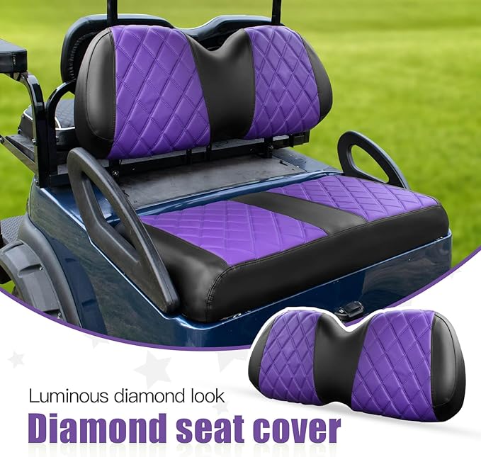 NOKINS Golf Cart Diamond Seat Covers Kit, Fit for Club Car Precedent OEM Standard Front Seat Cushion, Golf Cart Vinyl Seat Cover, No Nails Required