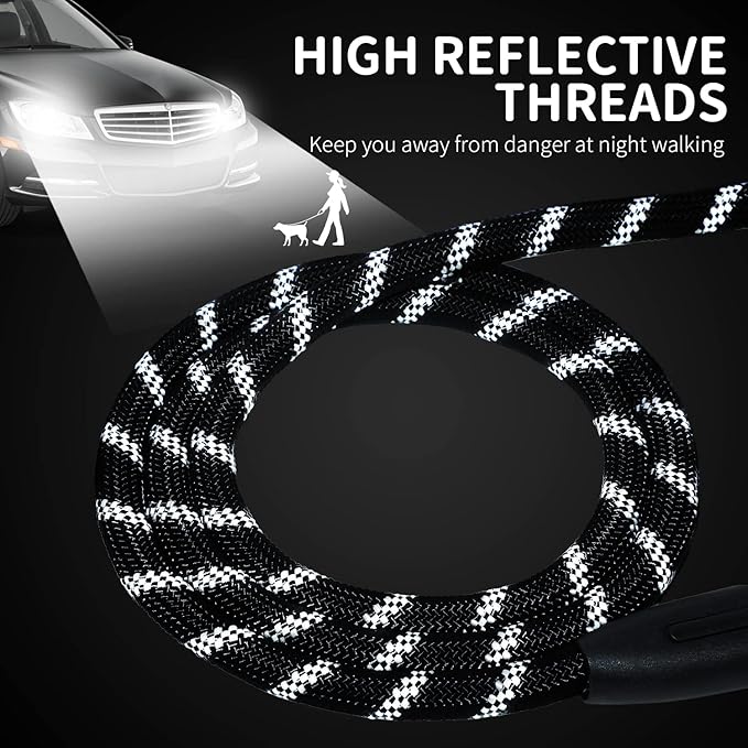 Long Dog Leash for Training 30Ft-Reflective Nylon Rope with Swivel Hook-Recall Agility Lead for Large Small Medium Dogs Outside Walking Hiking-Black