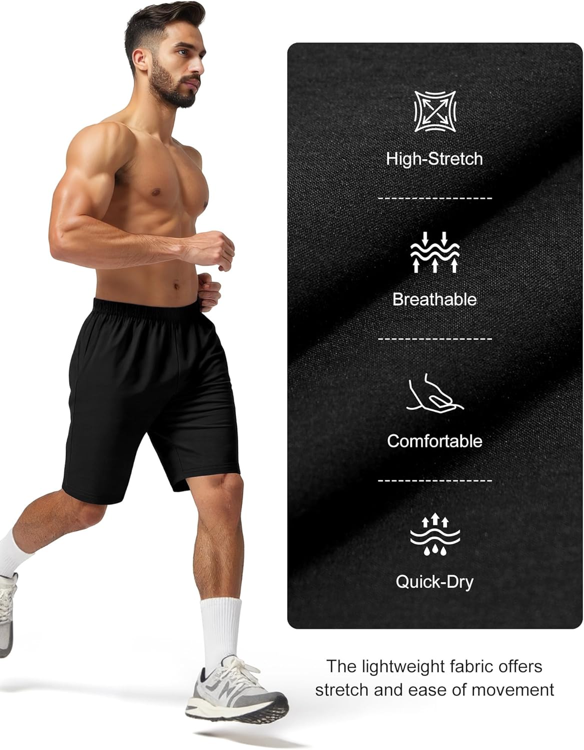Skiennix Men's Athletic Shorts - 9'' Quick-Dry Lightweight Workout & Running Shorts with Pockets