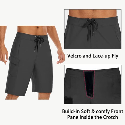 MIVEI 22" Men's Board Shorts - UPF50+ Swim Trunks with Zipper Pocket for Surfing & Swimming
