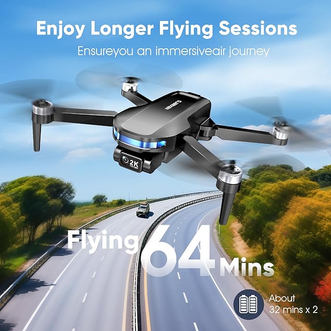 GPS Drone with EIS 2K Camera for Adults, 7.22 inch Screen on Remote Controller