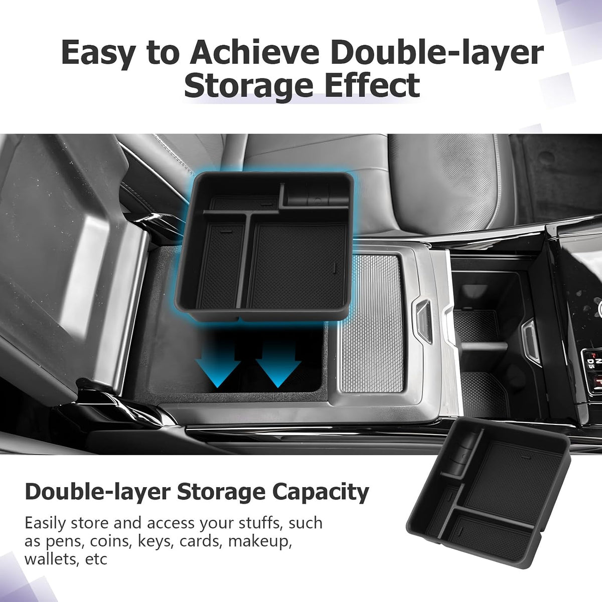 LUWU R Ange R Over Center Console Organizer Compatible with 2023 2024 2025 Land Rover R Ange R Over Vogue/Sport Accessories Armrest Console Organizer Armrest Organizer Insert Tray (w/o Refrigerator)