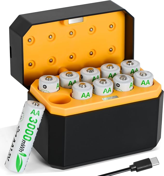 10-Pack Rechargeable AA Batteries Lithium