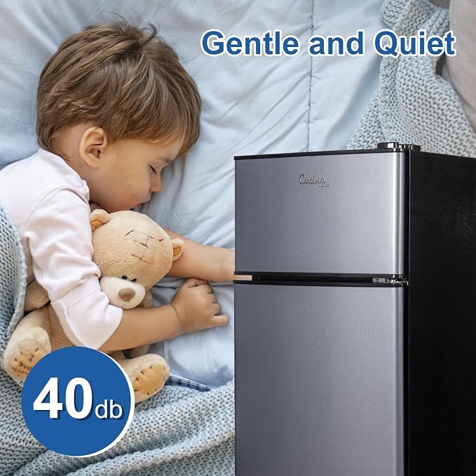 2.9 Cu.Ft Mini Fridge with Freezer, Compact Double Door Refrigerator | with 7-Level Cooling, Energy Saving, Low Noise, Small Fridge for Dorm, Bedroom, Office - Blue