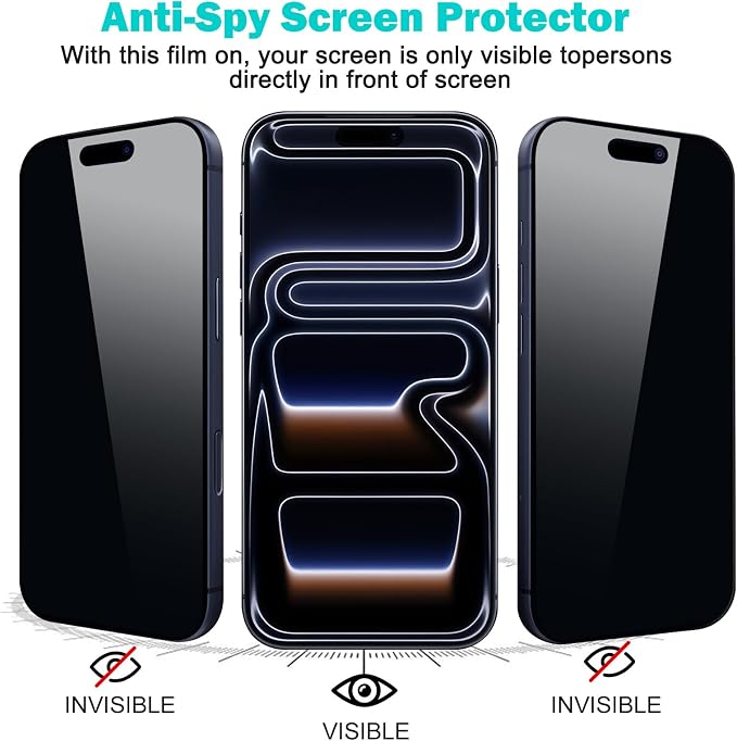 PEHAEL 3+3 Pack for iPhone 17 Pro Max Privacy Screen Protector