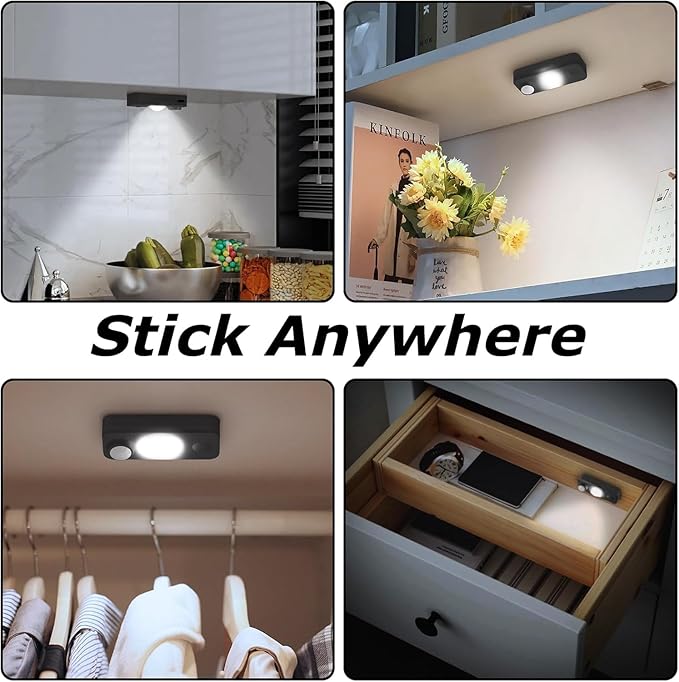 LED Motion Sensor Puck Lights, Rechargeable Cabinet Lights, Stick on Wireless LED Night Light for Closet, Drawer, Shelf, Under Cabinet, Daylight White 8Pack, USB Charging Cord Included