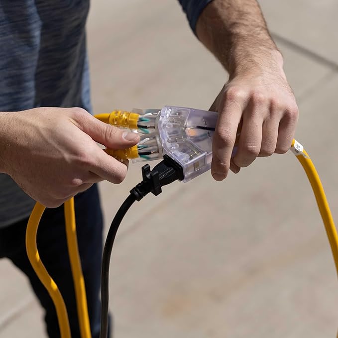 50 ft 10 Gauge Extension Cord - Outdoor Extension Cord Waterproof - Heavy Duty Outdoor Extension Cords 50 ft with Multiple Outlets - Watts Wire - 50' Grounded - extensiones electricas