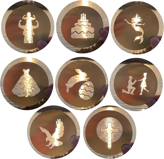 16Pcs Unique Round Gobos Kit for Optical Snoot, 86mm/3.4in Metal Plate Patterns