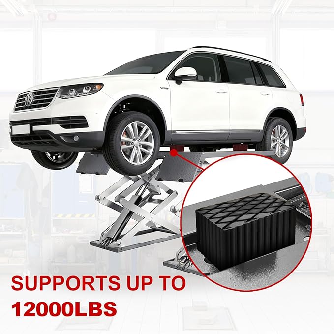 4 Pack Solid Floor Jack Rubber Blocks Pad, Universal Non-Slip Jack Lift Pads for Cars, SUVs and Light Trucks, 12000lbs Loading Capacity, 6-3/8" x 4-3/4" x 3"
