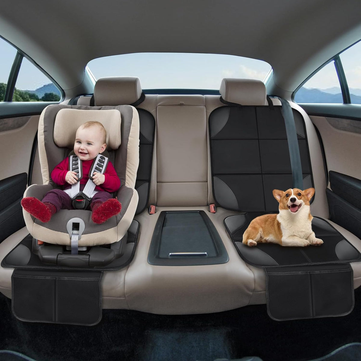 Musclez Car Seat Protectors Carseat Covers, Non-Slip Backing Black, 2pcs