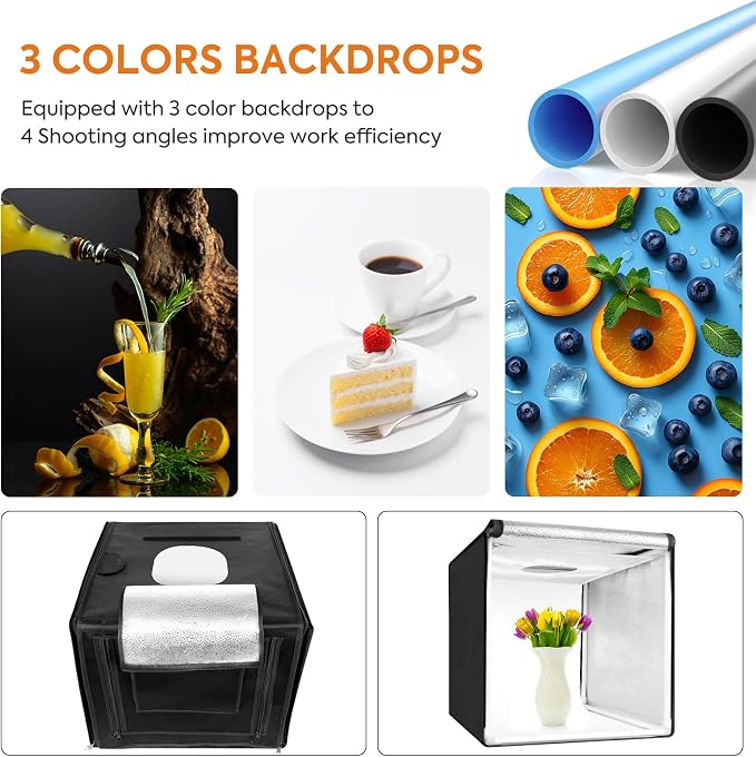 Bi-Color LED Photo Light Box 40x40 inch, Dimmable LEDs Product Photography