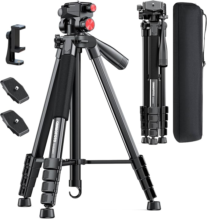 CAMBOFOTO 72" Camera Tripod, Professional Aluminum Tripod Stand