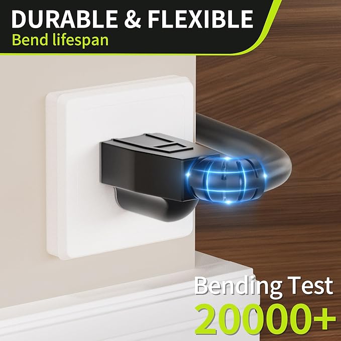 16/3 Black 15 FT (2Pack) Extension Cord, Indoor Extension Cord for Laptops, Coffee Makers, Office Home Appliances, 3 Prong Resistant Cable Flexible, 13A 125V 1625W ETL Listed