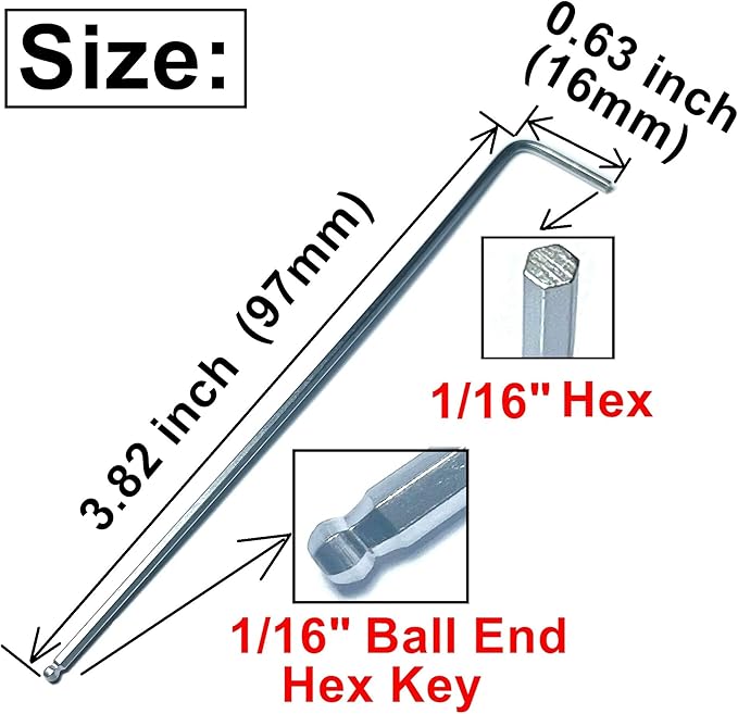 10pcs 1/16 Ball End Allen Wrench sets,1/16" Hex Key Wrench set,allen key Door Key L Shaped hex wrench set with Long Arm.