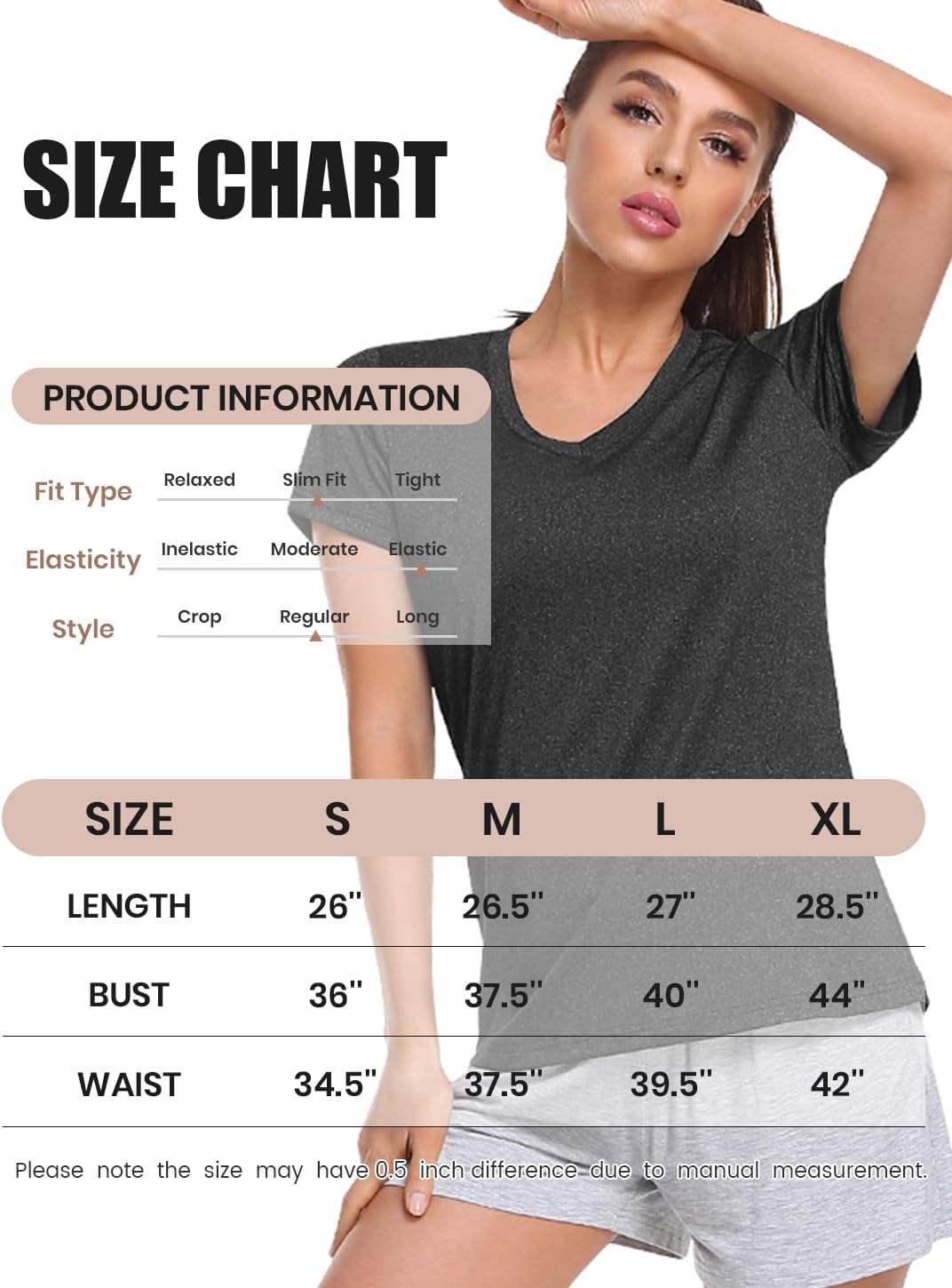 Skiennix Women's Athletic V-Neck T-Shirts - 5-Pack Moisture-Wicking Dry Fit Tees