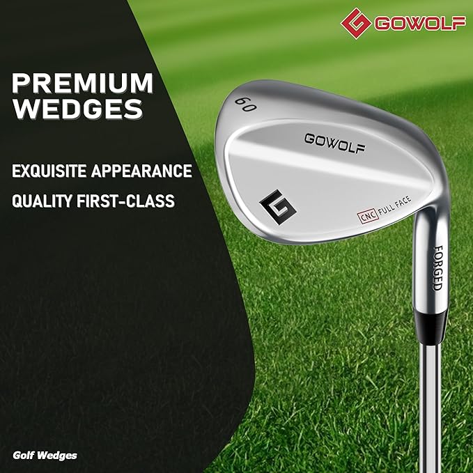 Gowolf Forged Golf Wedges 50/52/54/56/58/60/69 Degree Single or Sets for Men, Right Hand Premium Full Face Gap Wedge Sand Wedge Lob Wedge Golf Club, Great Golf Gifts - CNC Milled Face for More Spin