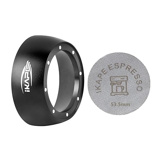 IKAPE Dosing Funnel Set Black, 53mm Espresso Dosing Ring & Puck Screen Kit Compatible with 53 mm Bottomless Portafilter