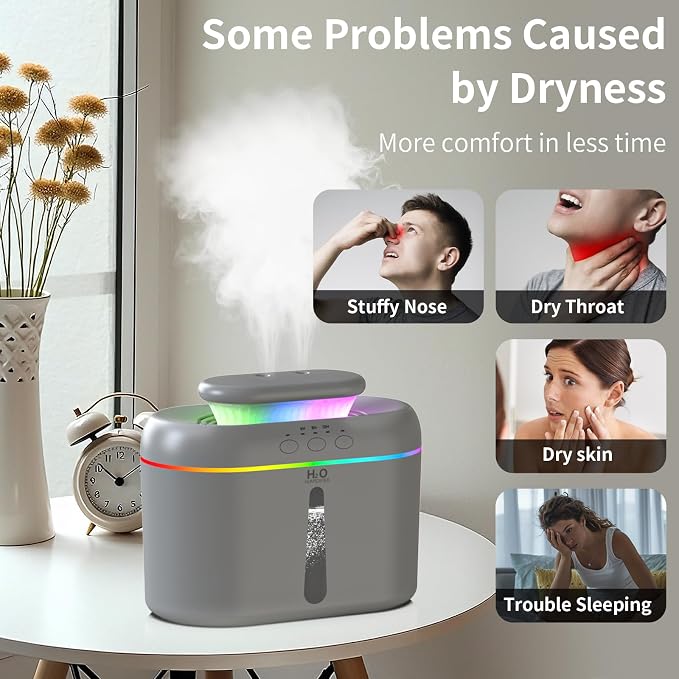 2L humidifiers for bedroom humidifier Home Ultra-Quiet 28 dB Quiet Supersized Cool Mist Air Humidifier for Baby Nursery，Dual Nozzie，Easy to Clean & Fill, 7 Color NightLight