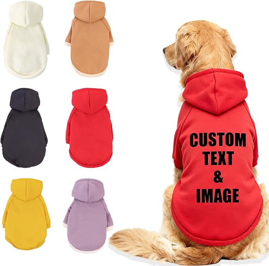 Custom Dog Hoodie, Personalized Sweatshirt with Photo Text Name Logo, Customized Hooded Sweater for Small Medium Large Dogs & Cats (Red, XX-Large)